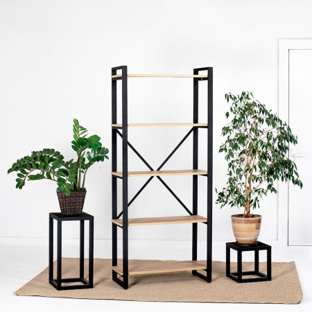 Стеллаж Millwood "Loft CH-3", черный, золотой крафт