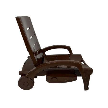 Шезлонг складной на колесах, пластик, шоколадный