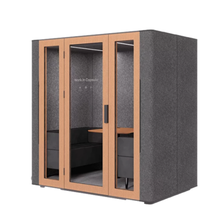 Акустическая кабина четырехместная Capsula QUADRO, глухая стенка, темный войлок Акустическая кабина четырехместная Capsula QUADRO, глухая стенка, темный войлок