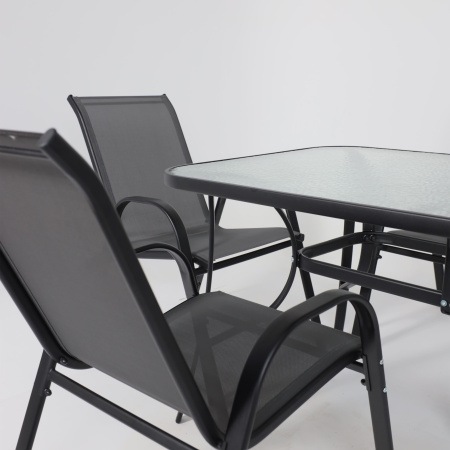 Комплект мебели садовой AksHome SUNBEAM (стол 1 шт, 6 кресел, зонт 1 шт), серый, черный