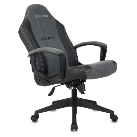 Кресло игровое Zombie Hero, ткань,экокожа, пластик, серый