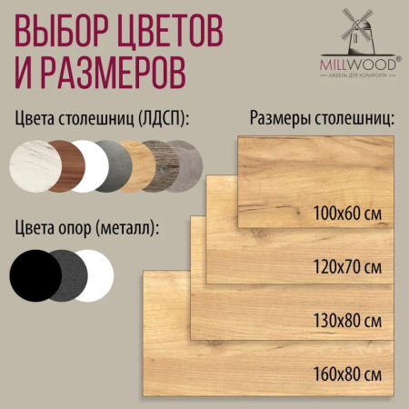 Стол Millwood Сеул, 1300х800 мм, дуб золотой крафт, белый Стол Millwood Сеул, 1300х800 мм, дуб золотой крафт, белый