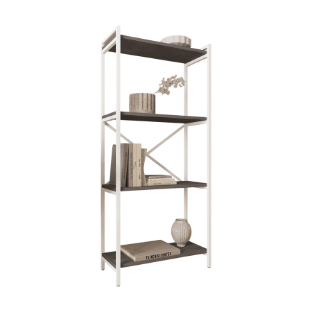 Стеллаж ALLERD RION, белый муар, 675х300х1500, Металл Бруклин