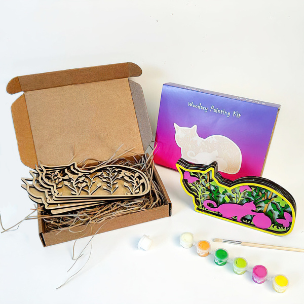 Деревянный набор для раскрашивания "Котик 3209" 3D, разноцветный