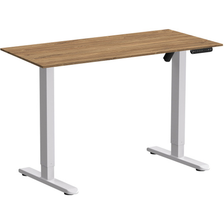 Стол с электроприводом WellDesk Basic 1300x675х18, белый, дуб канзас коричневый