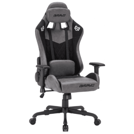 Кресло игровое BRAVE WS-3 Lynx Grey иск.замша, серый, крестов. металл