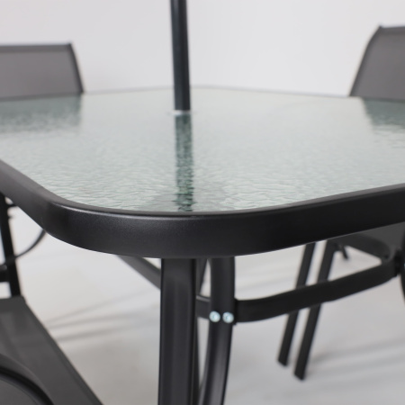 Комплект мебели садовой AksHome SUNBEAM (стол 1 шт, 6 кресел, зонт 1 шт), серый, черный