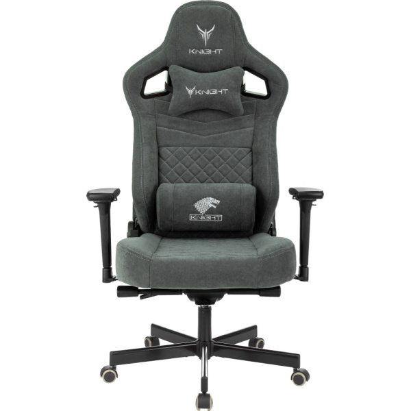 Кресло игровое Бюрократ Knight Hunter, искусственная замша, серый