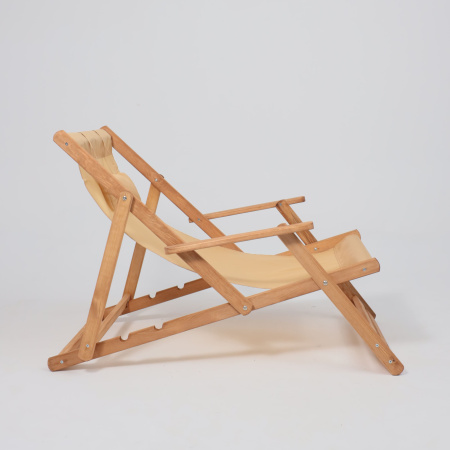 Кресло-шезлонг DYATEL с подлокотниками, ткань, бежевый, массив сосны