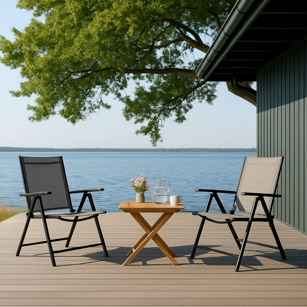 Кресло садовое AksHome CATANIA, ткань, серый, черный Кресло садовое AksHome CATANIA, ткань, серый, черный