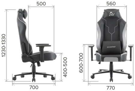 Кресло игровое EVERPROF Rapid, экокожа, черный, серый, крестов. металл Кресло игровое EVERPROF Rapid, экокожа, черный, серый, крестов. металл