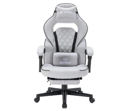 Кресло игровое BRAVE WS-5 Wong Grey ткань, св.-серый, крестов. металл