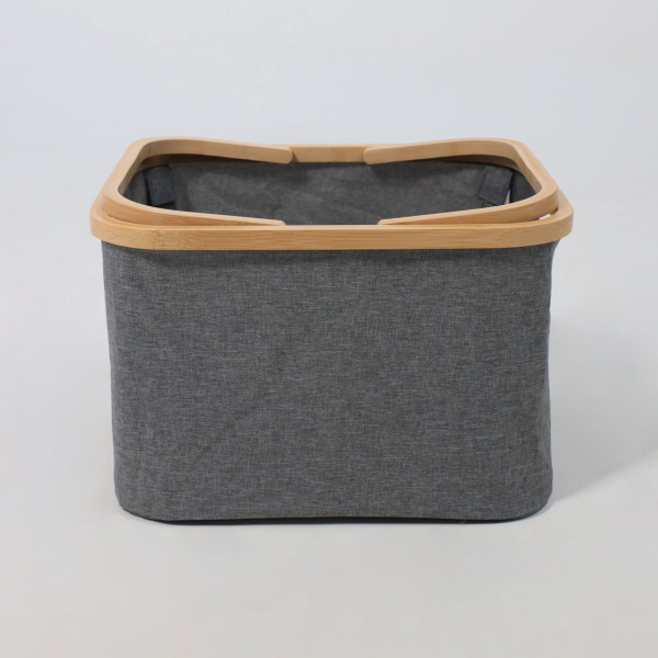 Корзина для белья IRIS - 2, бамбук, темно-серый