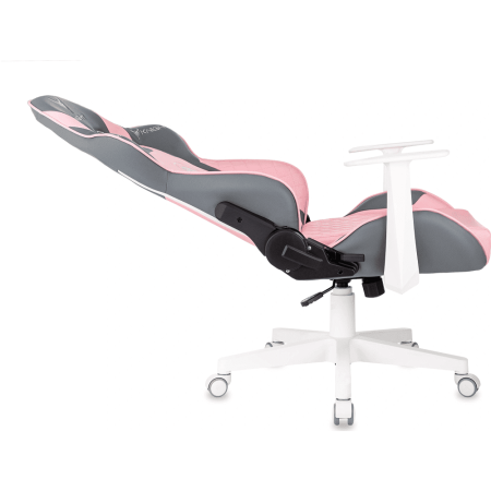 Кресло игровое Бюрократ Knight "Catzy", экокожа, пластик, серый, розовый