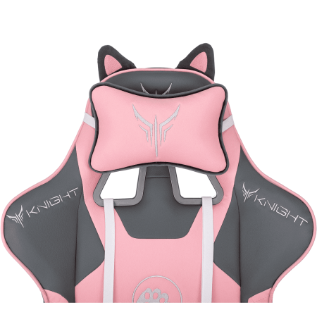 Кресло игровое Бюрократ Knight "Catzy", экокожа, пластик, серый, розовый