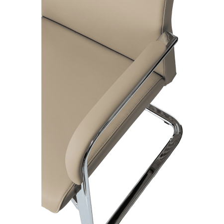 Кресло на полозьях Бюрократ "_JONS-LOW-V", натуральная кожа, бежевый, металл хром