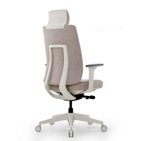 Кресло компьютерное SitZone CH-K55A-BS, ткань, бежевый, пластик, корпус белый