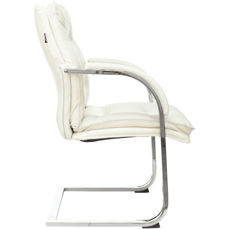 Кресло на полозьях "Бюрократ T-9927SL-LOW-V", натуральная кожа, слоновая кость, металл хром