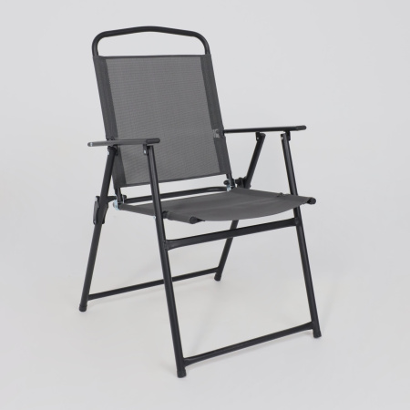 Комплект мебели садовой AksHome PICNIC (стол 1шт, 4 кресла, зонт 1шт), серый, черный