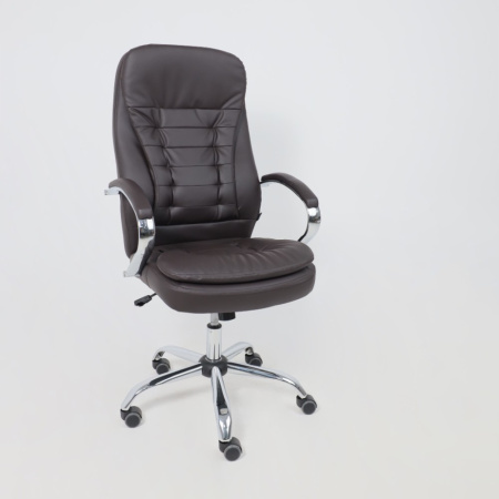 Кресло компьютерное AksHome Richard new, экокожа, металл, коричневый