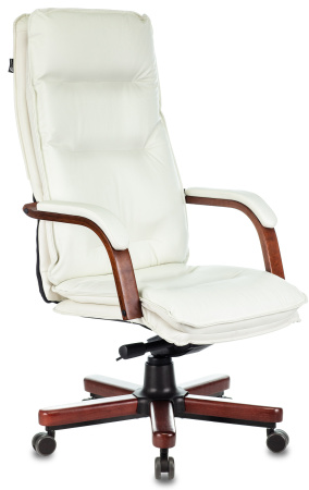 Кресло компьютерное Бюрократ T-9927WALNUT, натуральная кожа, слоновая кость, металл, дерево