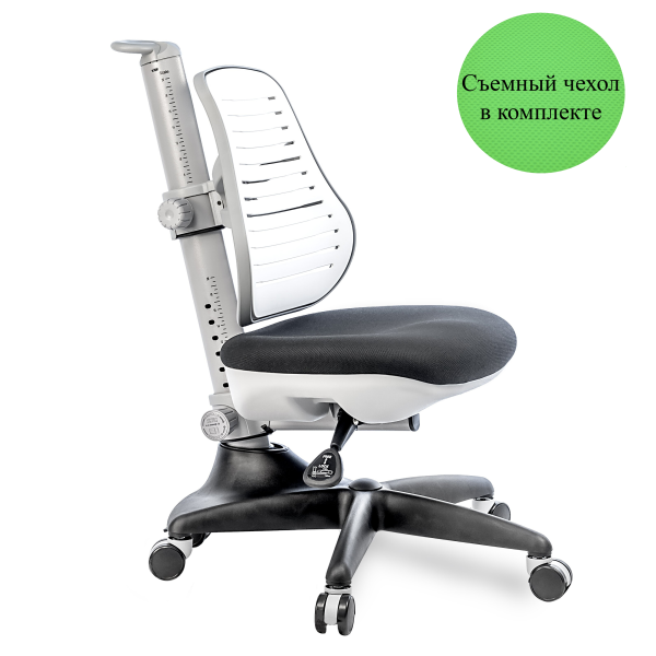 Кресло детское Comf-Pro С3 317 Chair, пластик, ткань, белый, черный, пластик, корпус черный, серый, с чехлом салатовым