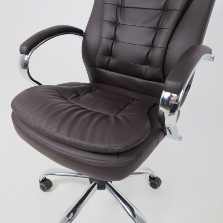 Кресло компьютерное AksHome Richard new, экокожа, металл, коричневый