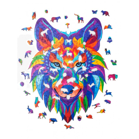 Пазл деревянный "Волк", разноцветный