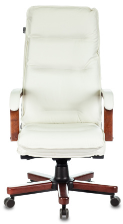 Кресло компьютерное Бюрократ T-9927WALNUT, натуральная кожа, слоновая кость, металл, дерево