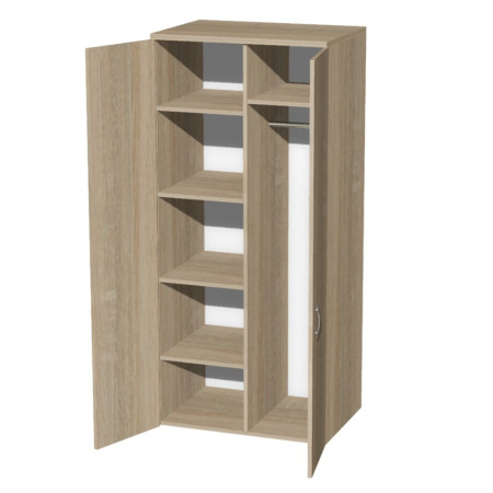 Шкаф для одежды Макси М07 с перегородкой и полками, 800x580x1780 мм, сонома