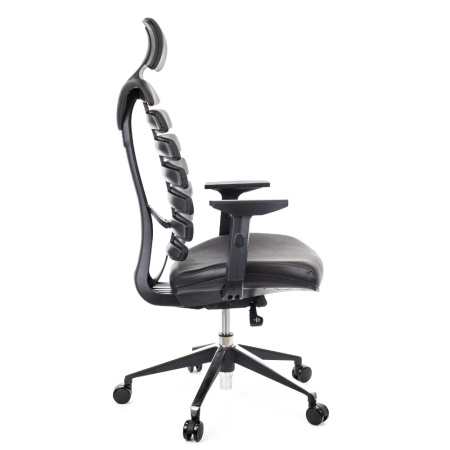 Кресло компьютерное EVERPROF Ergo, натуральная кожа, алюминий, черный