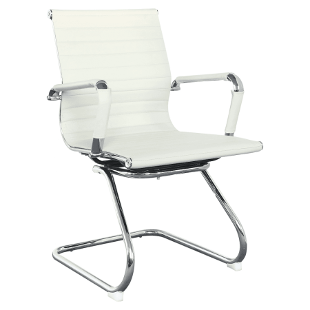 Кресло на полозьях "Бюрократ CH-883-LOW-V", экокожа, слоновая кость, металл хром