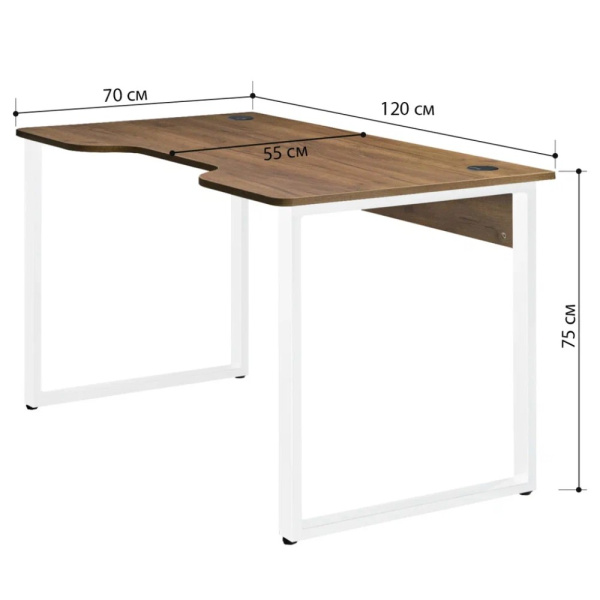 Стол компьютерный игровой Millwood Лофт Гонконг (ДТ-3), 1200x700 мм, дуб табачный крафт, белый