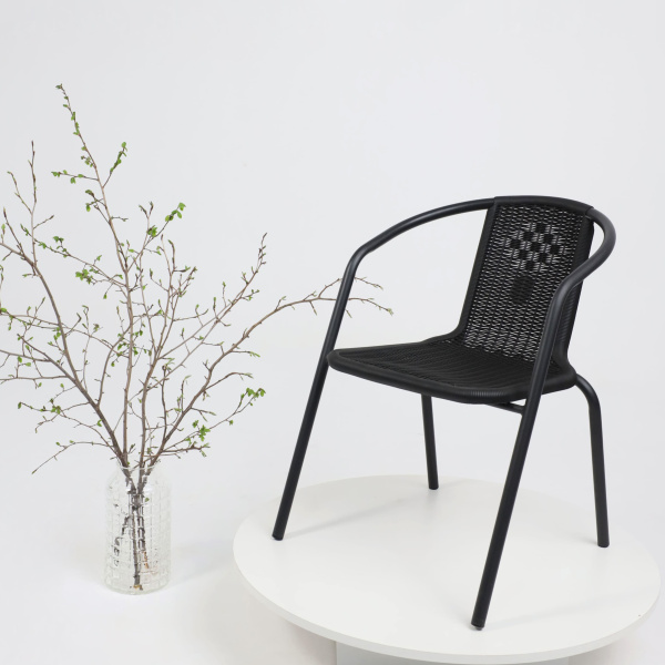 Кресло садовое AksHome RVERONA, PP, черный, сталь-черная Кресло садовое AksHome RVERONA, PP, черный, сталь-черная