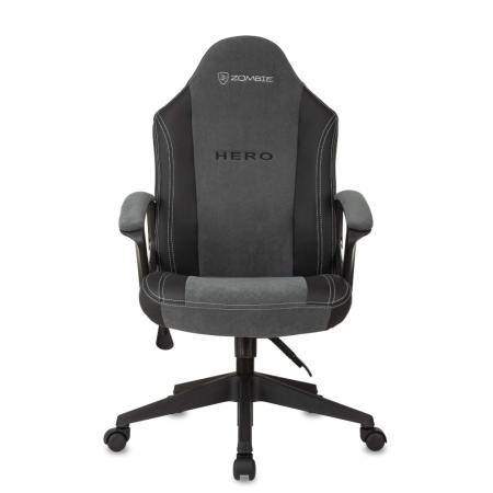 Кресло игровое Zombie Hero, ткань,экокожа, пластик, серый