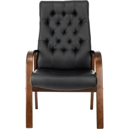 Кресло Бюрократ T-9928WALNUT-CF, натуральная кожа, черный, каркас дерево