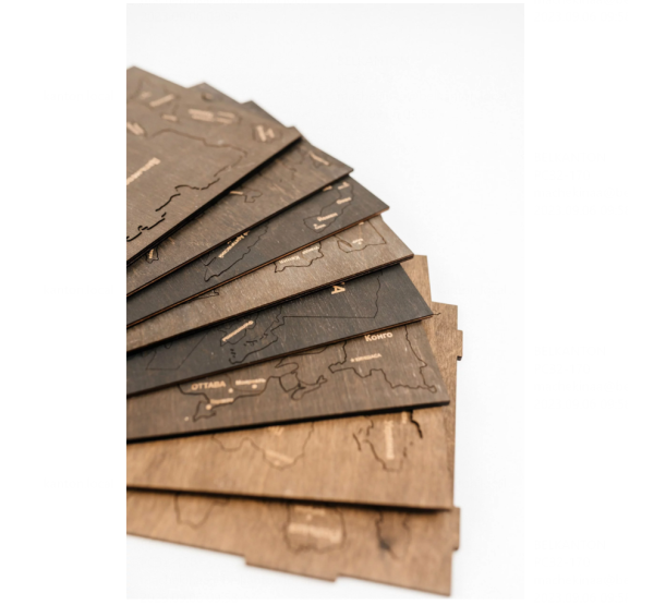 Декор на стену "Карта мира" многоуровневый, L 3148, венге, 60х105 см