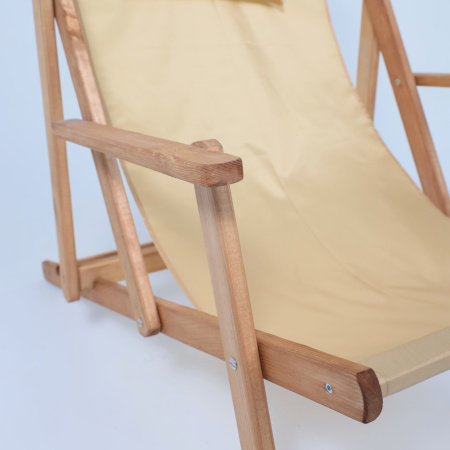 Кресло-шезлонг DYATEL с подлокотниками, ткань, бежевый, массив сосны