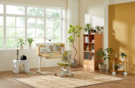 Стол Ergosmart регулируемый Galleon, 1200х700х(520-760) мм, гевея, с книжной полкой