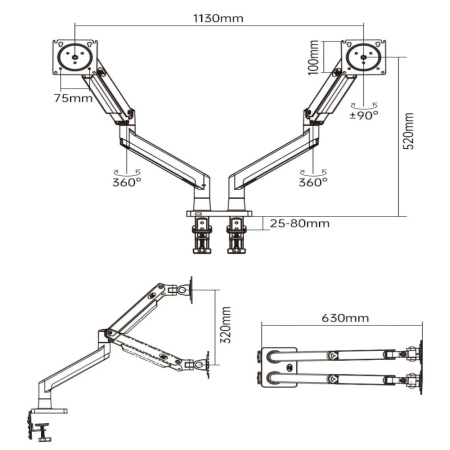 Кронштейн для монитора NB G35 (на два монитора), т.-серый
