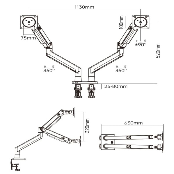 Кронштейн для монитора NB G35 (на два монитора), т.-серый