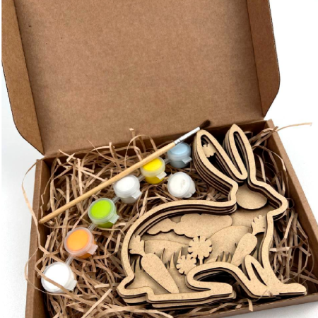 Пазл деревянный набор для раскрашивания "Кролик 3242" 3D, разноцветный Пазл деревянный набор для раскрашивания "Кролик 3242" 3D, разноцветный