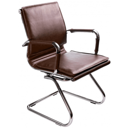 Кресло на полозьях "Бюрократ Ch-993-Low-V", экокожа, коричневый, металл хром