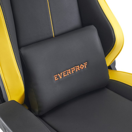 Кресло игровое EVERPROF Rapid, экокожа, черный, желтый, крестов. металл