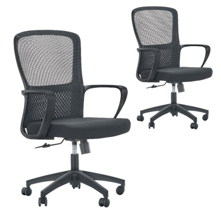 Кресло компьютерное SitZone U-069B, сетка, ткань, пластик, черный, 2 шт/упак