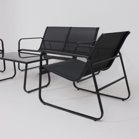 Комплект мебели садовой AksHome VERANDA (кресло 2шт, диван 1шт, стол 1шт), черный