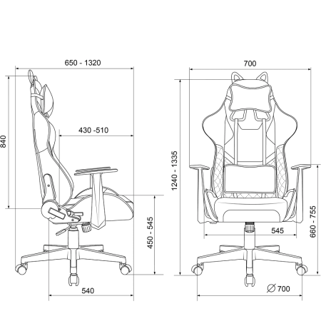 Кресло игровое Бюрократ Knight "Catzy", экокожа, пластик, серый, розовый
