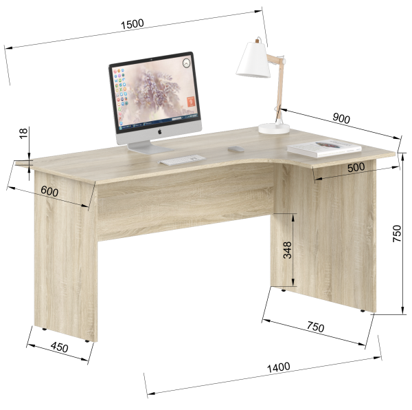 Стол письменный Фабрика Славянская Столица С-1-15 П, дуб сонома