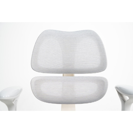 Кресло детское Ergosmart Antey, ткань, пластик, корпус белый, подставка для ног, с чехлом розовым, серый