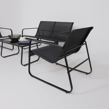 Комплект мебели садовой AksHome VERANDA (кресло 2шт, диван 1шт, стол 1шт), черный